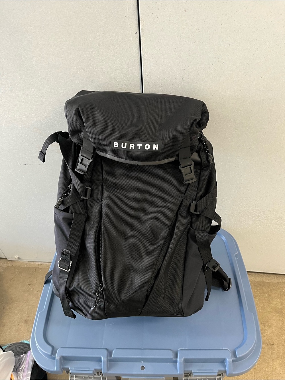 Burton Black Roll-Top Backpack with Front Buckles